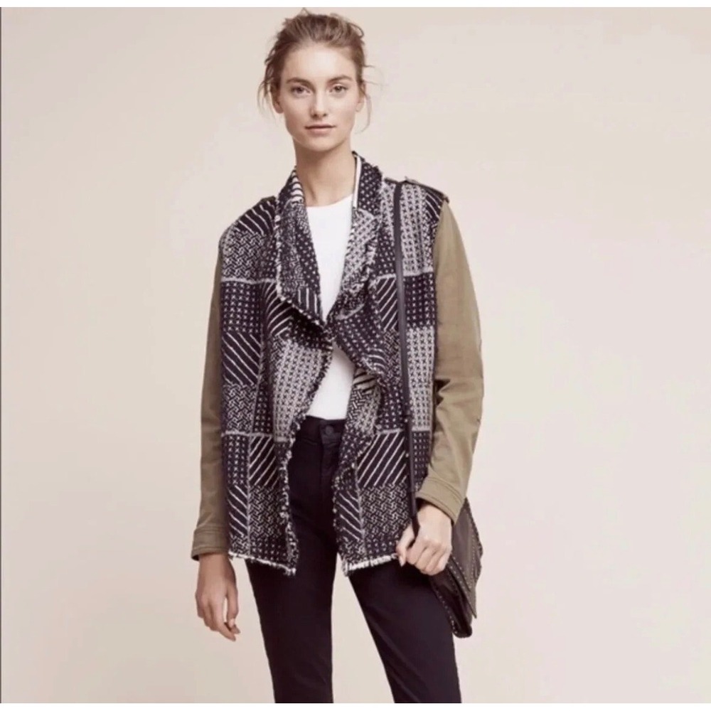 Hei Hei Women's Patchwork Jacquard Utility Jacket Medium Boho Anthropologie
